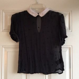 Sheer polka dot shirt with Peter Pan collar